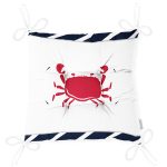 Beyaz Zemin Üzerinde Renkli Yengeç Desenli Dijital Baskılı Modern Pofuduk Sandalye Minderi Realhomes