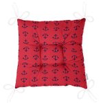 Renkli Zemin Üzerinde Çapa Desenli Dijital Baskılı Modern Pofuduk Sandalye Minderi Realhomes