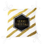 Beyaz Zeminde Gold Detaylı Merry Christmas Yazılı Dijital Baskılı Modern Pofuduk Sandalye Minderi Realhomes