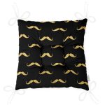 - Pofi-7702-Gorsel-2 - Realhomes  Siyah Zemin Üzerinde Gold Detaylı Çizim Dijital Baskılı Modern Pofuduk Sandalye Minderi Realhomes