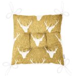 - Pofi-7706-Gorsel-2 - Realhomes  Gold Zemin Üzerinde Geyik Desenli Dijital Baskılı Modern Pofuduk Sandalye Minderi Realhomes