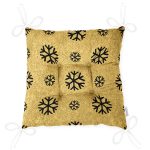 Gold Zemin Üzerinde Siyah Renkli Kar tanesi Desenli Dijital Baskılı Modern Pofuduk Sandalye Minderi Realhomes