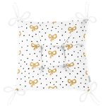 Beyaz Zemin Üzerinde Gold Detaylı Geometrik Çizim Dijital Baskılı Modern Pofuduk Sandalye Minderi Realhomes