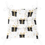 - Pofi-7717-Gorsel-2 - Realhomes Beyaz Zemin Üzerinde Gold Detaylı Hediye Paketi Desenli Dijital Baskılı Modern Pofuduk Sandalye Minderi Realhomes