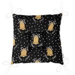 - Pofi-7718-Gorsel-2 - Realhomes  Siyah Zemin Üzerinde Gold Renkli Çan Desenli Dijital Baskılı Modern Pofuduk Sandalye Minderi Realhomes