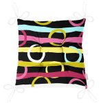 - Pofi-7797-Gorsel-2 - Realhomes Siyah Zemin Üzerinde Modern Çizgili Renkli Puantiyeli Dijital Baskılı Modern Pofuduk Sandalye Minderi Realhomes