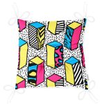 - Pofi-7843-Gorsel-2 - Realhomes  Beyaz Zemin Üzerinde Renkli Geometrik Desenli Dijital Baskılı Modern Pofuduk Sandalye Minderi Realhomes