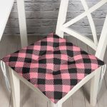 - Pofi-7920-Gorsel - Realhomes Renkli Pastel Zemin Üzerinde Siyah Ekose Desenli Dijital Baskılı Modern Pofuduk Sandalye Minderi Realhomes