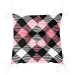 Renkli Pastel Zemin Üzerinde Siyah Ekose Desenli Dijital Baskılı Modern Pofuduk Sandalye Minderi Realhomes