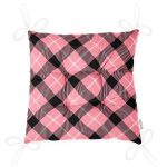 - Pofi-7933-Gorsel-2 - Realhomes  Renkli Pastel Zemin Üzerinde Siyah Ekose Desenli Dijital Baskılı Modern Pofuduk Sandalye Minderi Realhomes