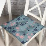 - Pofi-7953-Gorsel - Realhomes Renkli Zemin Üzerinde Kar tanesi Desenli Dijital Baskılı Modern Pofuduk Sandalye Minderi Realhomes