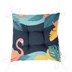 - Pofi-8011-Gorsel-2 - Realhomes Renkli Zemin Üzerinde Pastel Yaprak Desenli Dijital Baskılı Modern Pofuduk Sandalye Minderi Realhomes