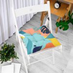 - Pofi-8013-Gorsel-1 - Realhomes Renkli Zemin Üzerinde Pastel Yaprak Desenli Dijital Baskılı Modern Pofuduk Sandalye Minderi Realhomes