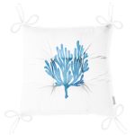 Beyaz Zemin Üzerinde Pastel Renkli Yaprak Desenli Dijital Baskılı Modern Pofuduk Sandalye Minderi Realhomes