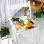 - Pofi-8100-Gorsel-1 - Realhomes Renkli Zemin Üzerinde Yaprak Desenli Dijital Baskılı Modern Pofuduk Sandalye Minderi Realhomes