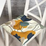 - Pofi-8100-Gorsel - Realhomes Renkli Zemin Üzerinde Yaprak Desenli Dijital Baskılı Modern Pofuduk Sandalye Minderi Realhomes