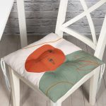 - Pofi-8119-Gorsel - Realhomes  Pastel Zemin Üzerinde Yaprak Desenli Dijital Baskılı Modern Pofuduk Sandalye Minderi Realhomes