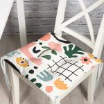 - Pofi-8160-Gorsel - Realhomes Beyaz Zemin Üzerinde Geometrik Desenli Dijital Baskılı Modern Pofuduk Sandalye Minderi Realhomes