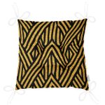 - Pofi-8203-Gorsel-2 - Realhomes  Gold Zemin Üzerinde Siyah Geometrik Desenli Dijital Baskılı Modern Pofuduk Sandalye Minderi Realhomes