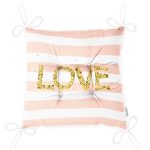 - Pofi-8214-Gorsel-2 - Realhomes Beyaz Zeminde Renkli Çizgili Gold Detaylı Love Yazılı Dijital Baskılı Modern Pofuduk Sandalye Minderi Realhomes