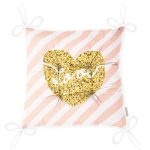 Beyaz Zemin Üzerinde Gold Renkli Love Yazılı Dijital Baskılı Modern Pofuduk Sandalye Minderi Realhomes