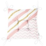 - Pofi-8260-Gorsel-2 - Realhomes Renkli Zemin Üzerinde Gold Detaylı Geometrik Çizimli Dijital Baskılı Modern Pofuduk Sandalye Minderi Realhomes