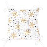 Beyaz Zemin Üzerinde Gold Detaylı Kar tanesi Dijital Baskılı Modern Pofuduk Sandalye Minderi Realhomes