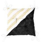 - Pofi-8291-Gorsel-2 - Realhomes Beyaz Zeminde Siyah Mermer Detaylı Gold Yatay Çizgili Dijital Baskılı Modern Pofuduk Sandalye Minderi Realhomes