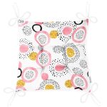 Beyaz Zeminde Gold Detaylı Renkli Puantiye Desenli Dijital Baskılı Modern Pofuduk Sandalye Minderi Realhomes