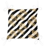 - Pofi-8313-Gorsel-2 - Realhomes Beyaz Zemin Üzerinde Gold Detaylı Yaprak Desenli Dijital Baskılı Modern Pofuduk Sandalye Minderi Realhomes