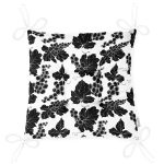 - Pofi-8318-Gorsel-2 - Realhomes  Beyaz Zemin Üzerinde Siyah Yaprak Desenli Dijital Baskılı Modern Pofuduk Sandalye Minderi Realhomes