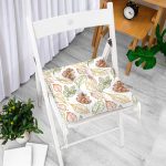 - Pofi-8359-Gorsel-1 - Realhomes Beyaz Zemin Üzerinde Sonbahar Yapraklı Kozalak Desenli Dijital Baskılı Modern Pofuduk Sandalye Minderi Realhomes
