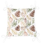 - Pofi-8359-Gorsel-2 - Realhomes Beyaz Zemin Üzerinde Sonbahar Yapraklı Kozalak Desenli Dijital Baskılı Modern Pofuduk Sandalye Minderi Realhomes