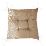 Renkli Zemin Üzerinde Beyaz Yaprak Desenli Dijital Baskılı Modern Pofuduk Sandalye Minderi Realhomes