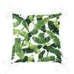 - Pofi-8389-Gorsel-2 - Realhomes  Beyaz Zemin Üzerinde Yeşil Yaprak Desenli Dijital Baskılı Modern Pofuduk Sandalye Minderi Realhomes