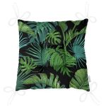 - Pofi-8430-Gorsel-2 - Realhomes  Siyah Zemin Üzerinde Yeşil Yaprak Desenli Dijital Baskılı Modern Pofuduk Sandalye Minderi Realhomes