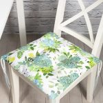 - Pofi-8436-Gorsel - Realhomes Beyaz Zemin Üzerinde Yeşil Rengarenk Çiçek Desenli Dijital Baskılı Modern Pofuduk Sandalye Minderi Realhomes