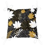 - Pofi-8453-Gorsel-2 - Realhomes Siyah Zemin Üzerinde Gold Detaylı Yaprak Desenli Dijital Baskılı Modern Pofuduk Sandalye Minderi Realhomes