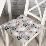 - Pofi-8457-Gorsel - Realhomes  Pastel Zemin Üzerinde Yaprak Desenli Dijital Baskılı Modern Pofuduk Sandalye Minderi Realhomes