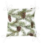 - Pofi-8463-Gorsel-2 - Realhomes Beyaz Zemin Üzerinde Kozalak Desenli Dijital Baskılı Modern Pofuduk Sandalye Minderi Realhomes