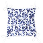 - Pofi-8471-Gorsel-2 - Realhomes  Beyaz Zemin Üzerinde Mavi Yaprak Desenli Dijital Baskılı Modern Pofuduk Sandalye Minderi Realhomes
