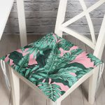 - Pofi-8472-Gorsel - Realhomes Pastel Zemin Üzerinde Yeşil Yaprak Desenli Dijital Baskılı Modern Pofuduk Sandalye Minderi Realhomes