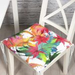 - Pofi-8473-Gorsel - Realhomes  Beyaz Zemin Üzerinde Renkli Yaprak Desenli Dijital Baskılı Modern Pofuduk Sandalye Minderi Realhomes