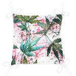 Beyaz Zemin Üzerinde Yeşil Yaprak Desenli Dijital Baskılı Modern Pofuduk Sandalye Minderi Realhomes