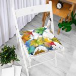 - Pofi-8478-Gorsel-1 - Realhomes Beyaz Zemin Üzerinde Sonbahar Yaprak Desenli Dijital Baskılı Modern Pofuduk Sandalye Minderi Realhomes