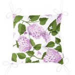 Beyaz Zemin Üzerinde Yeşil Yapraklı Çiçek Desenli Dijital Baskılı Modern Pofuduk Sandalye Minderi Realhomes