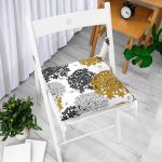 - Pofi-8515-Gorsel-1 - Realhomes Beyaz Zemin Üzerinde Rengarenk Çiçek Desenli Dijital Baskılı Modern Pofuduk Sandalye Minderi Realhomes