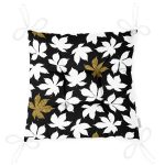 - Pofi-8517-Gorsel-2 - Realhomes Siyah Zemin Üzerinde Gold Detaylı Beyaz Çiçek Desenli Dijital Baskılı Modern Pofuduk Sandalye Minderi Realhomes