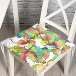 - Pofi-8524-Gorsel - Realhomes Beyaz Zemin Üzerinde Renkli Yaprak Desenli Dijital Baskılı Modern Pofuduk Sandalye Minderi Realhomes