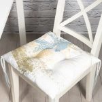 Beyaz Zemin Üzerinde Mermer Desenli Dijital Baskılı Modern Pofuduk Sandalye Minderi Realhomes